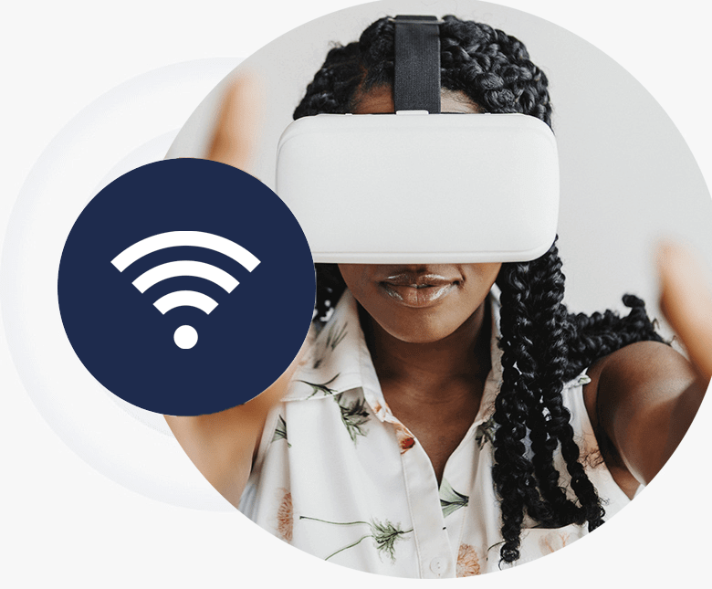 Customer using modern wireless internet technology